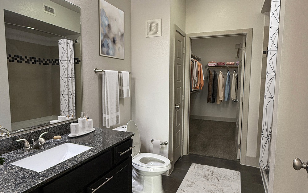 A12 - 1 bedroom floorplan layout with 1 bathroom and 898 square feet (Bathroom, 2D)