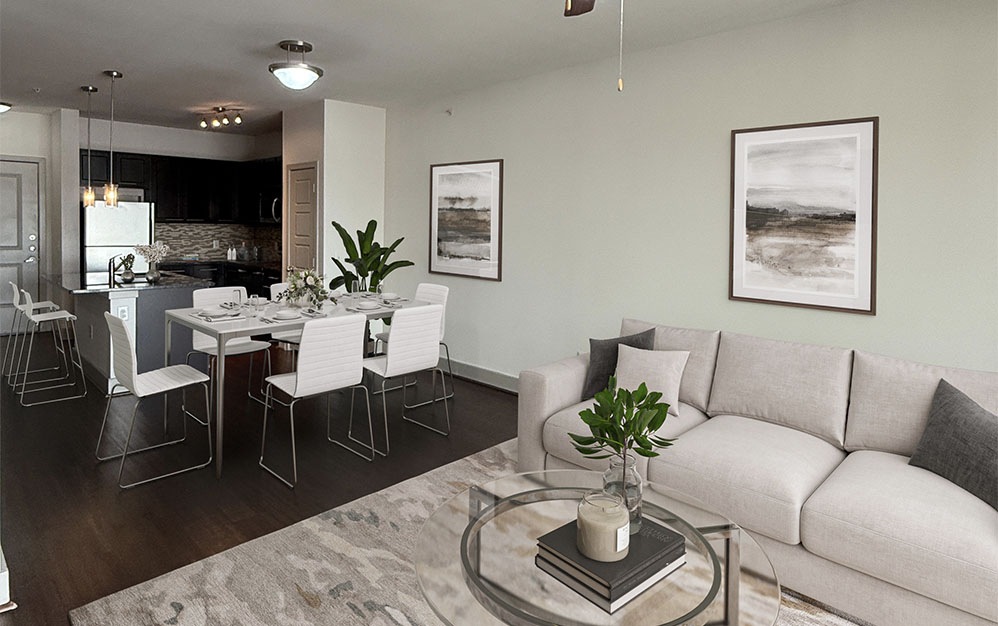 A12 - 1 bedroom floorplan layout with 1 bathroom and 898 square feet (Living
, 2D)
